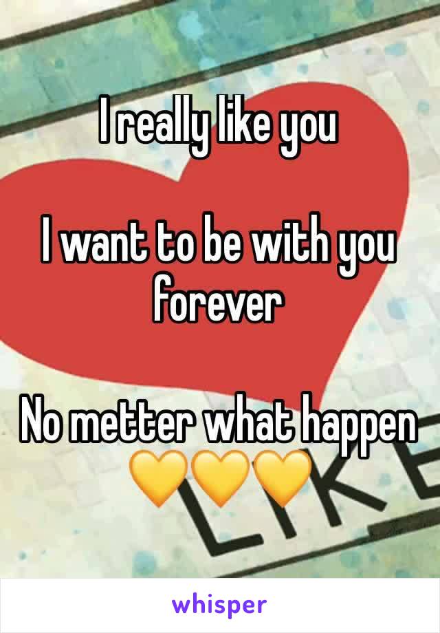 I really like you

I want to be with you forever

No metter what happen 💛💛💛