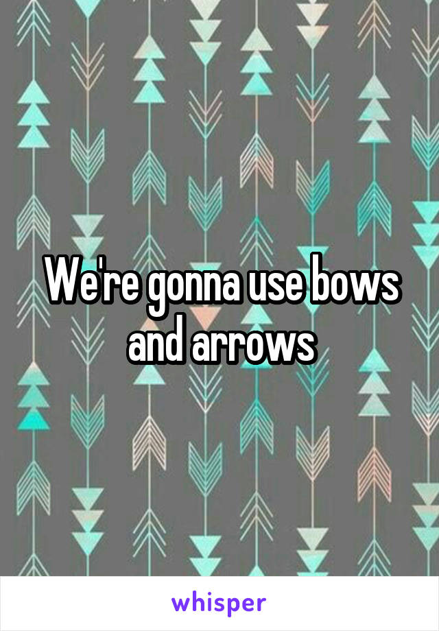 We're gonna use bows and arrows