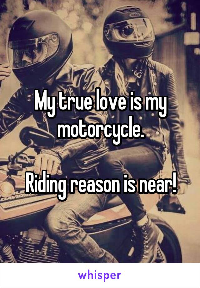 My true love is my motorcycle.

Riding reason is near!