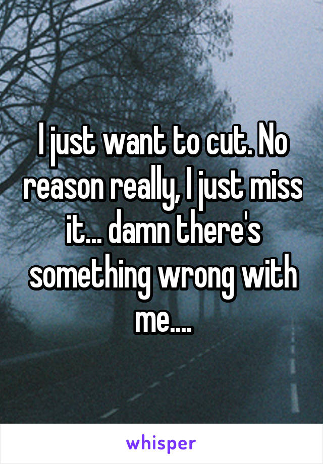 I just want to cut. No reason really, I just miss it... damn there's something wrong with me....