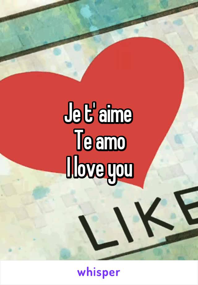 Je t' aime 
Te amo
I love you