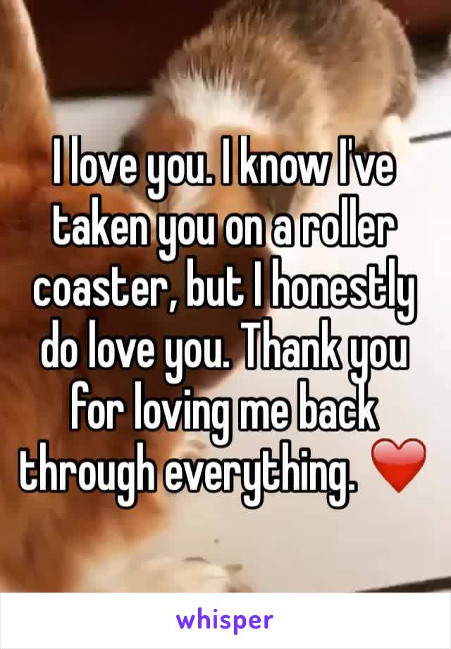 I love you. I know I've taken you on a roller coaster, but I honestly do love you. Thank you for loving me back through everything. ❤️