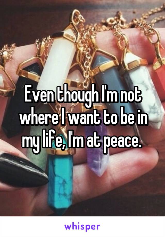 Even though I'm not where I want to be in my life, I'm at peace. 