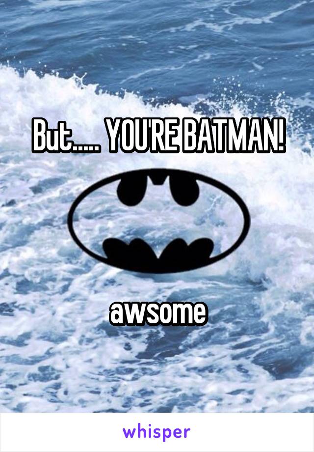 But..... YOU'RE BATMAN!



awsome