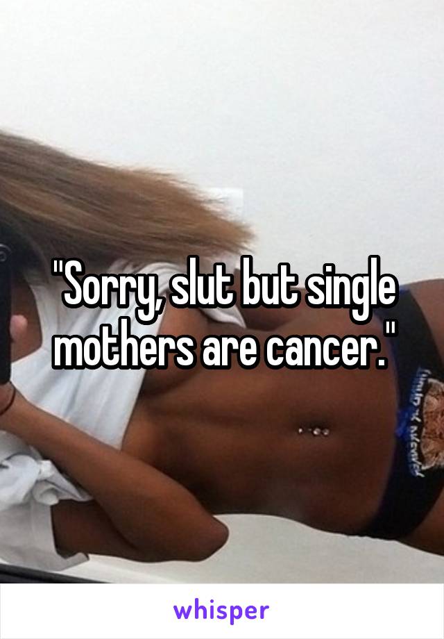 "Sorry, slut but single mothers are cancer."