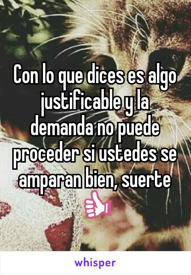 Con lo que dices es algo justificable y la demanda no puede proceder si ustedes se amparan bien, suerte 👍