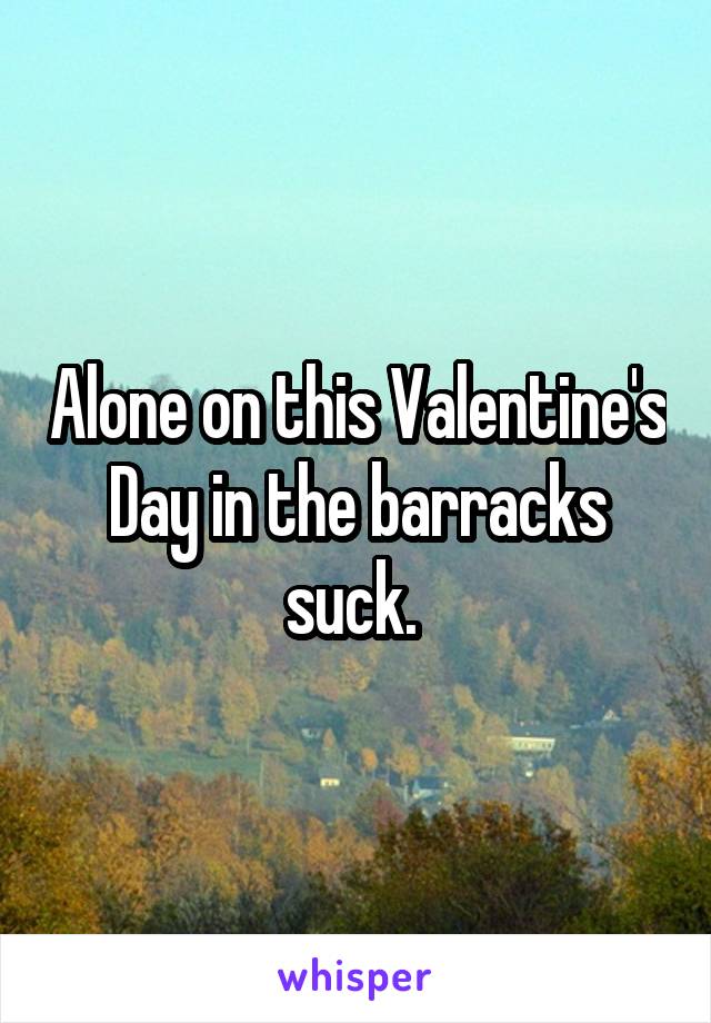 Alone on this Valentine's Day in the barracks suck. 