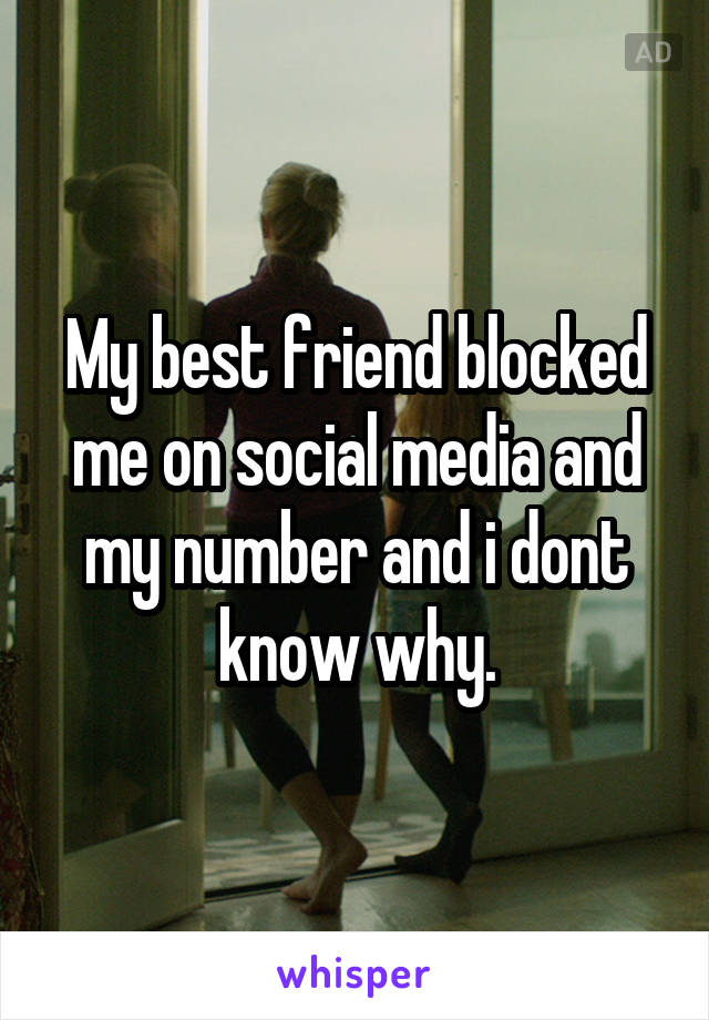 My best friend blocked me on social media and my number and i dont know why.