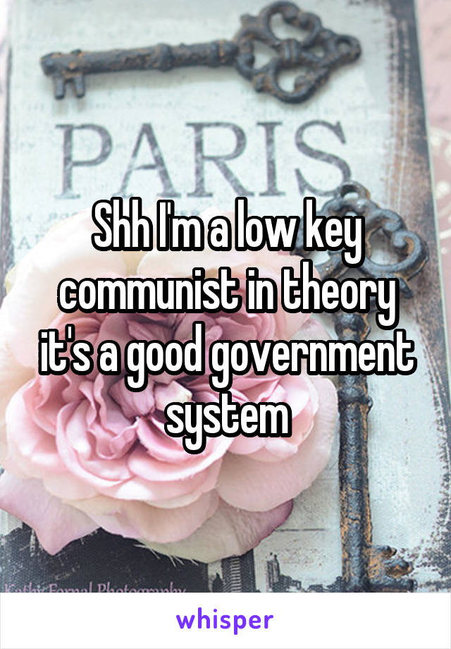 Shh I'm a low key communist in theory it's a good government system