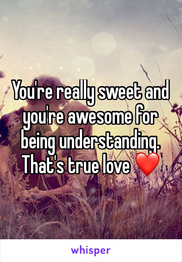 You're really sweet and you're awesome for being understanding. That's true love ❤️ 