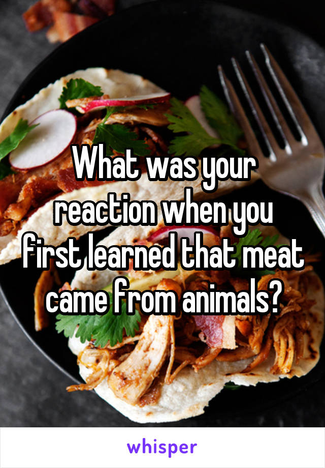 What was your reaction when you first learned that meat came from animals?