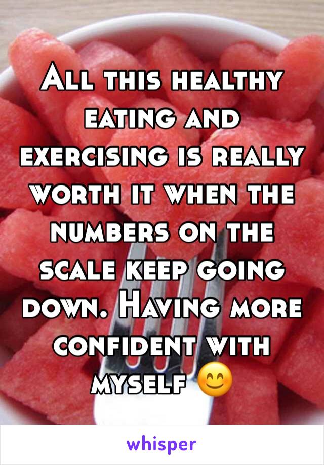 All this healthy eating and exercising is really worth it when the numbers on the scale keep going down. Having more confident with myself 😊