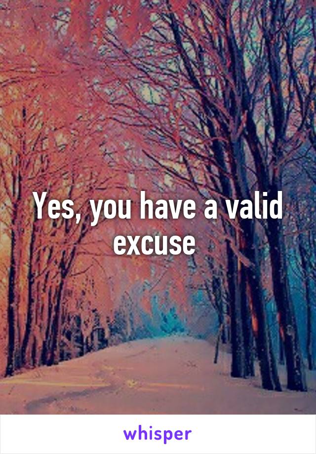 Yes, you have a valid excuse 