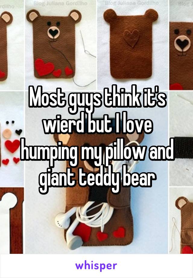 Most guys think it's wierd but I love humping my pillow and giant teddy bear