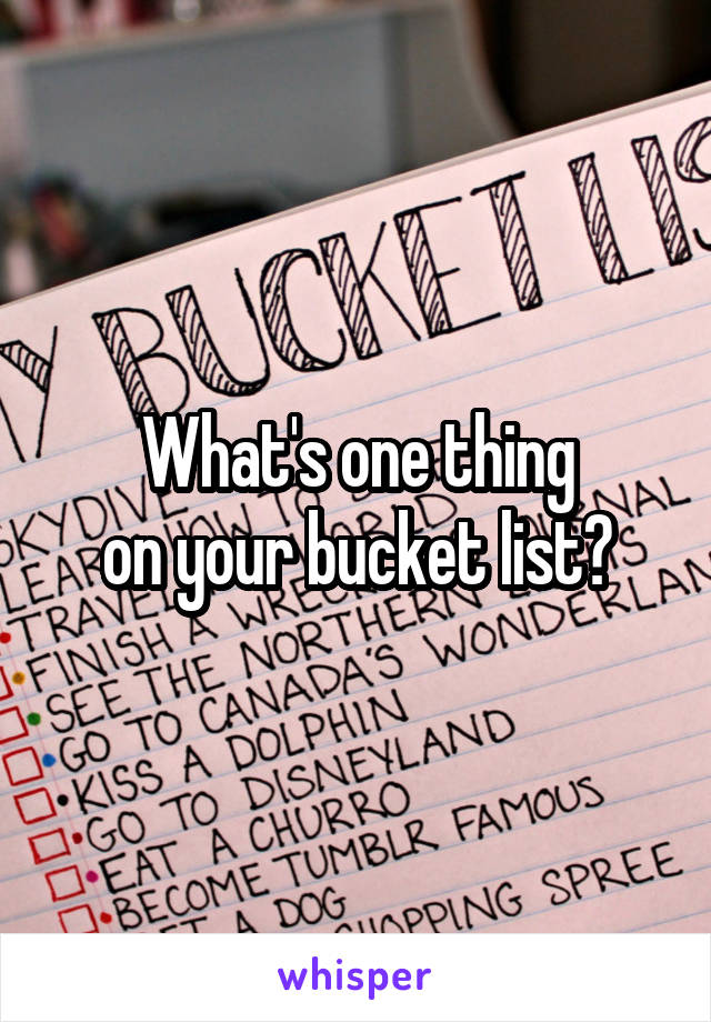 What's one thing
on your bucket list?