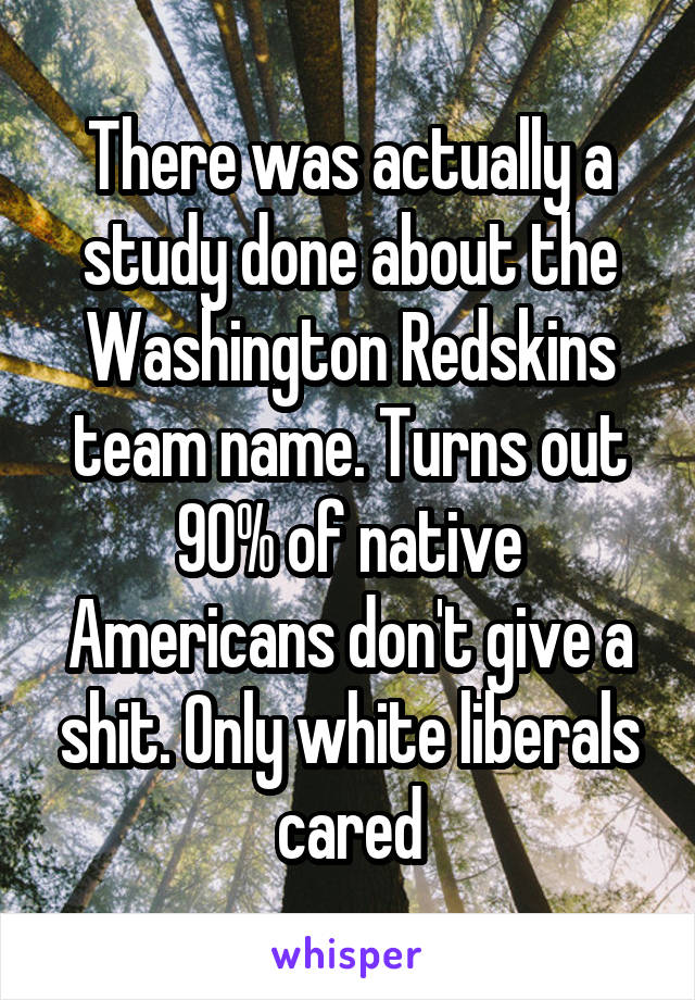 There was actually a study done about the Washington Redskins team name. Turns out 90% of native Americans don't give a shit. Only white liberals cared