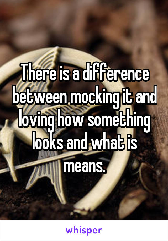 There is a difference between mocking it and loving how something looks and what is means.