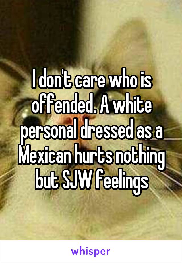 I don't care who is offended. A white personal dressed as a Mexican hurts nothing but SJW feelings