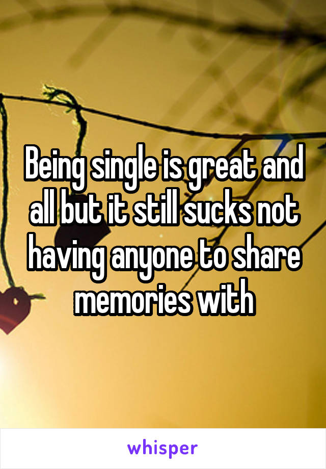 Being single is great and all but it still sucks not having anyone to share memories with