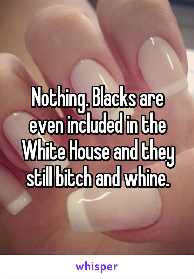 Nothing. Blacks are even included in the White House and they still bitch and whine.