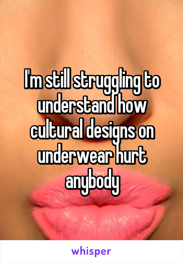 I'm still struggling to understand how cultural designs on underwear hurt anybody