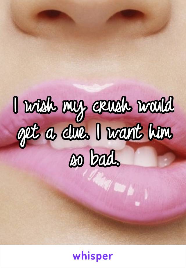 I wish my crush would get a clue. I want him so bad.