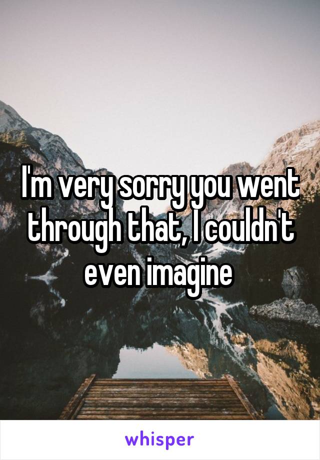 I'm very sorry you went through that, I couldn't even imagine 