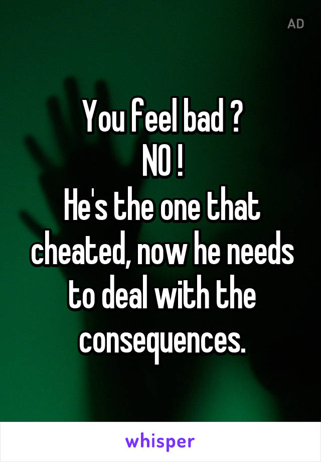 You feel bad ?
NO !
He's the one that cheated, now he needs to deal with the consequences.