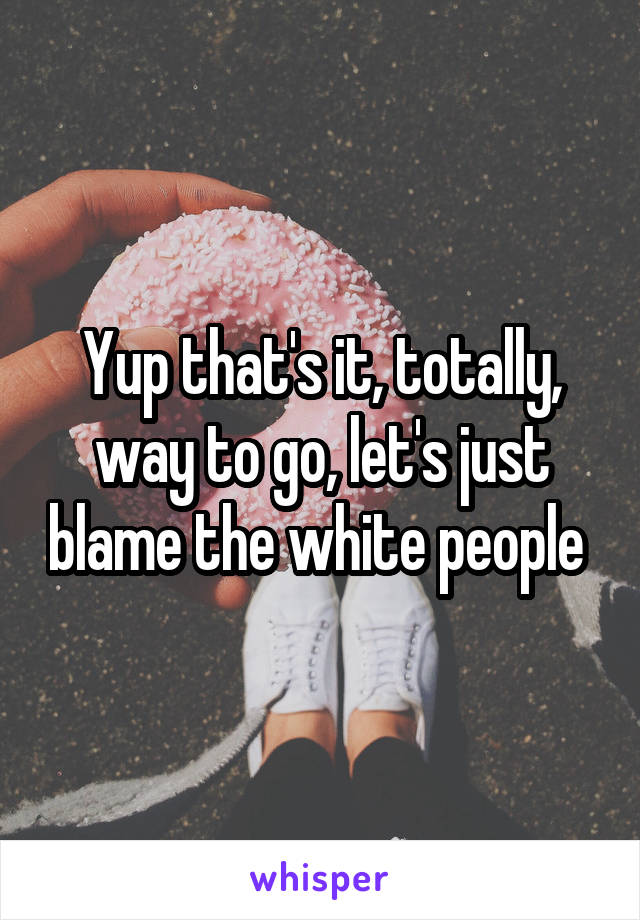 Yup that's it, totally, way to go, let's just blame the white people 