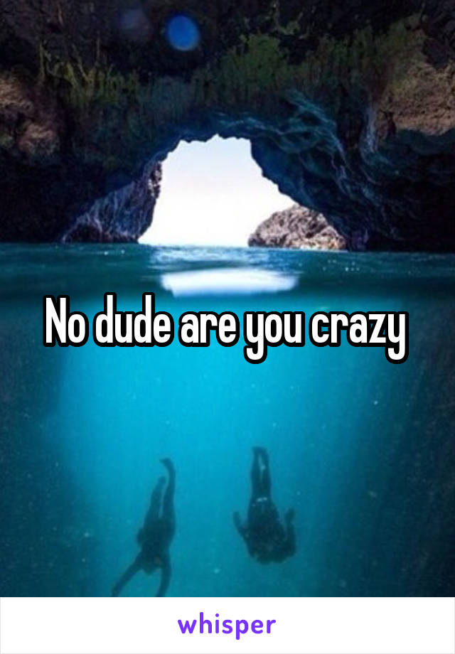 No dude are you crazy 