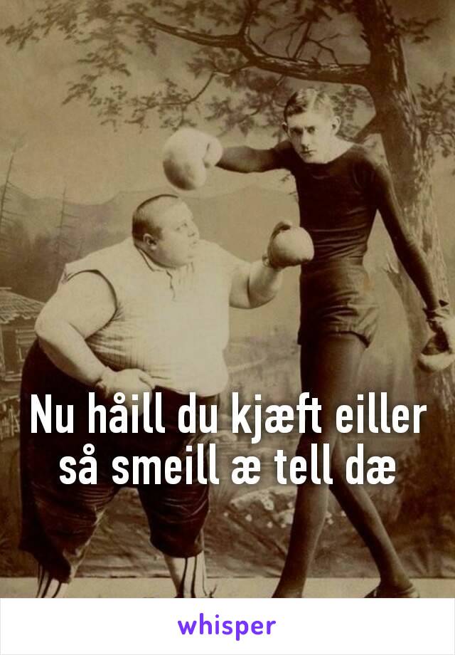 Nu håill du kjæft eiller så smeill æ tell dæ