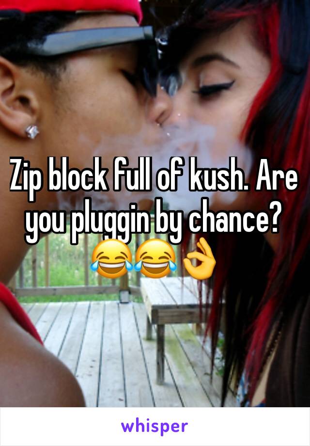 Zip block full of kush. Are you pluggin by chance?😂😂👌