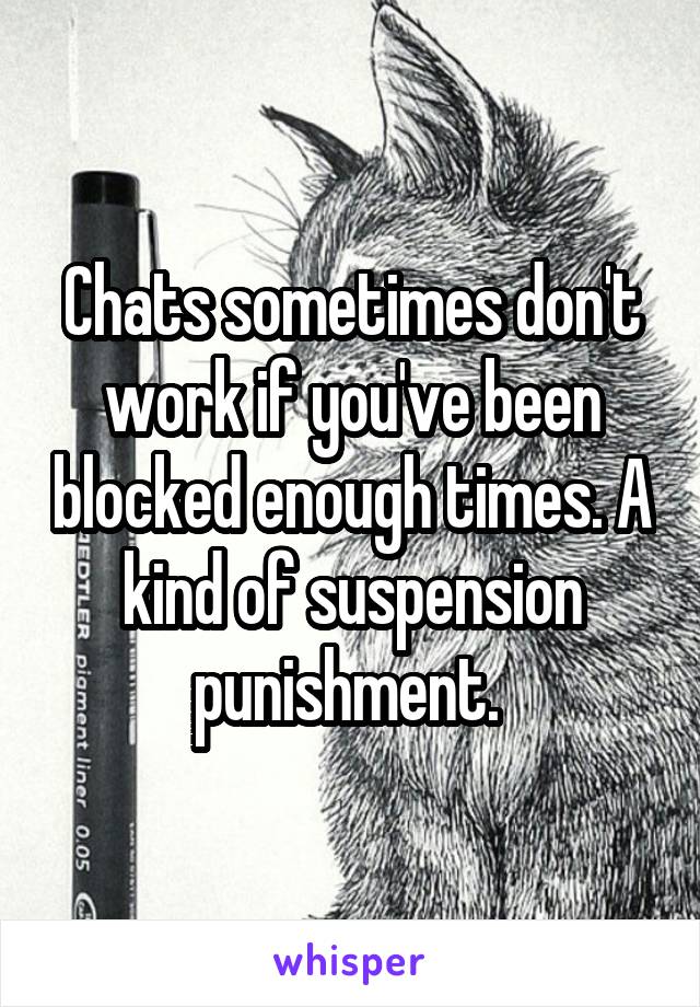 Chats sometimes don't work if you've been blocked enough times. A kind of suspension punishment. 