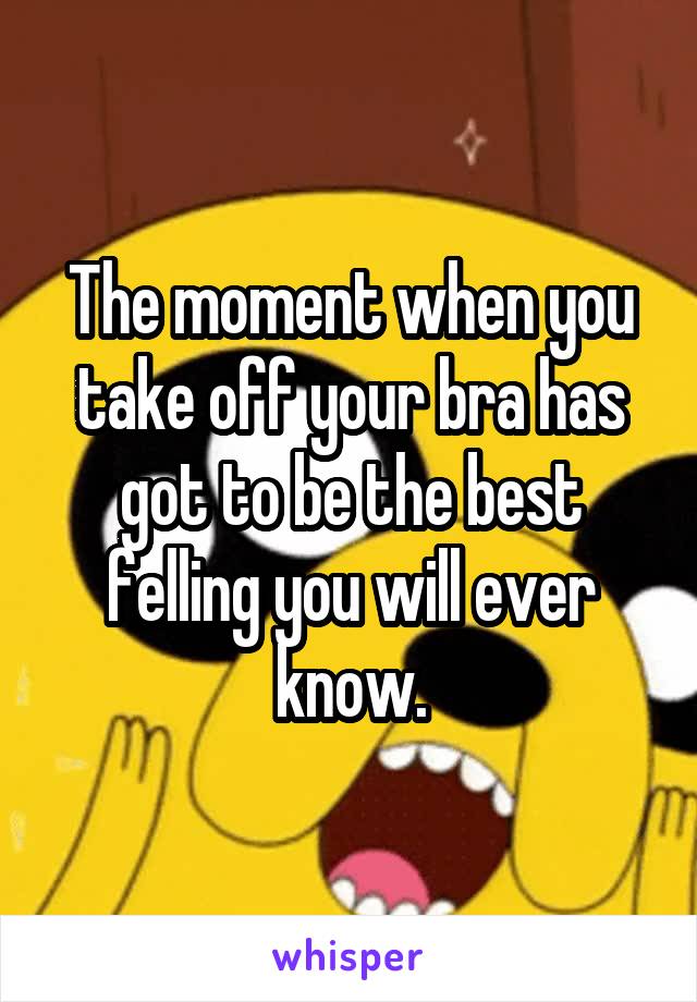 The moment when you take off your bra has got to be the best felling you will ever know.