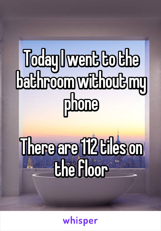 Today I went to the bathroom without my phone

There are 112 tiles on the floor