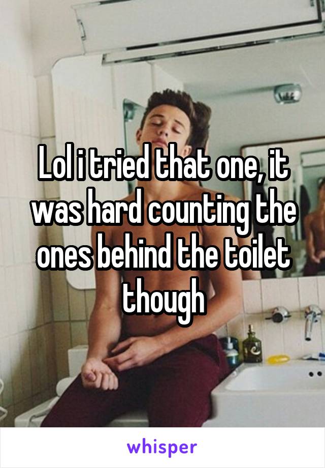 Lol i tried that one, it was hard counting the ones behind the toilet though