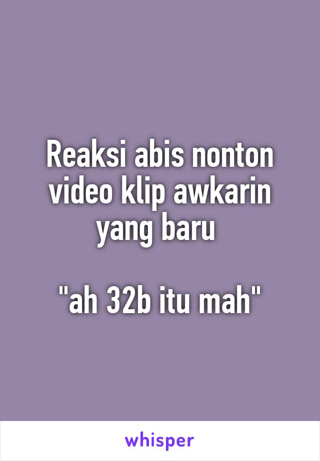 Reaksi abis nonton video klip awkarin yang baru 

"ah 32b itu mah"