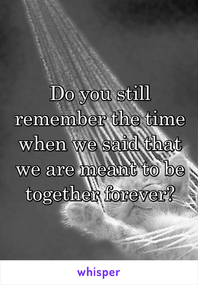 Do you still remember the time when we said that we are meant to be together forever?