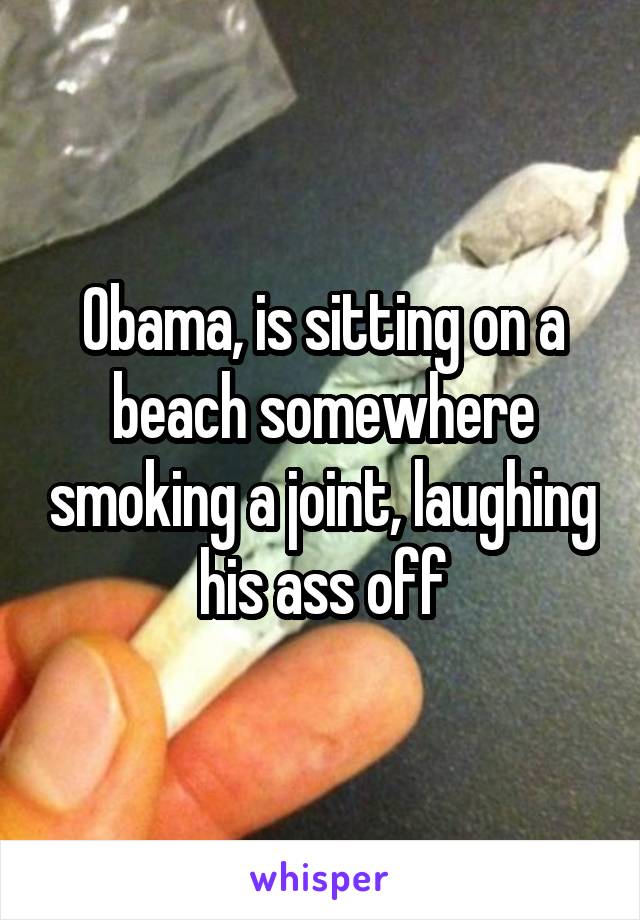 Obama, is sitting on a beach somewhere smoking a joint, laughing his ass off