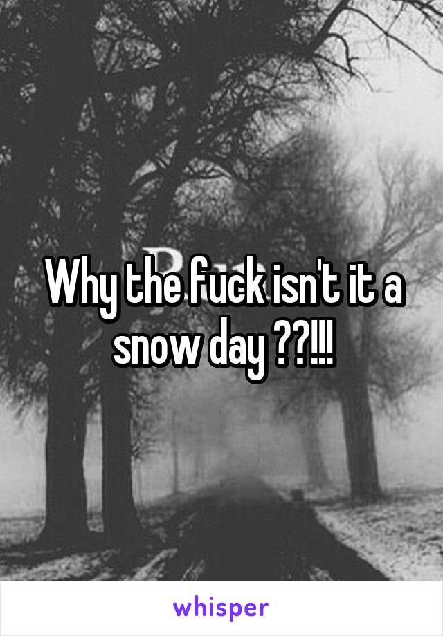 Why the fuck isn't it a snow day ??!!!