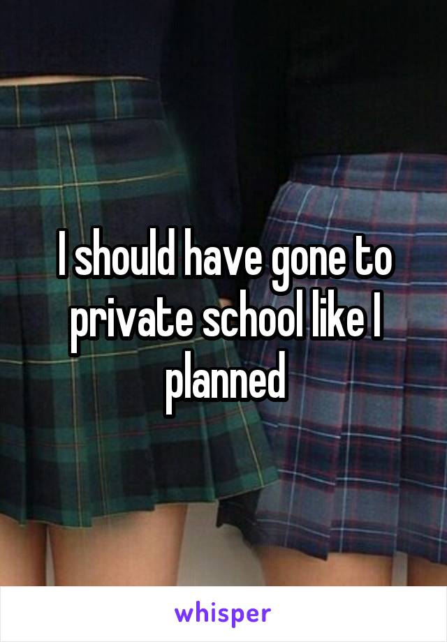 I should have gone to private school like I planned