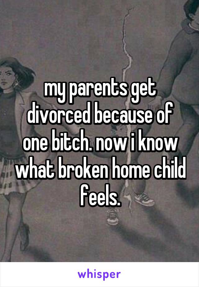 my parents get divorced because of one bitch. now i know what broken home child feels.