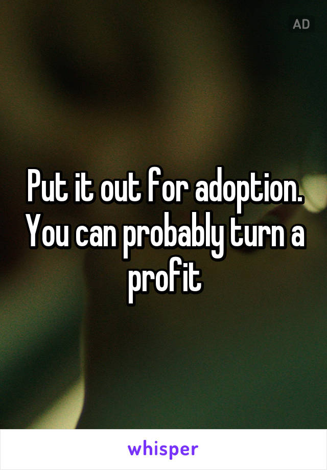 Put it out for adoption. You can probably turn a profit