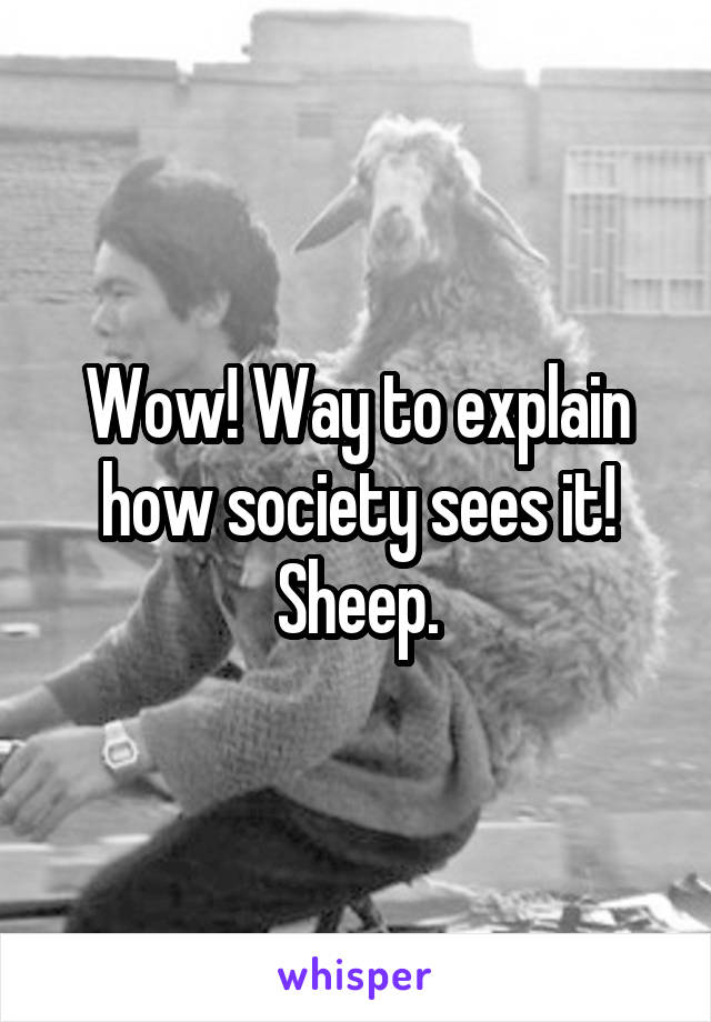 Wow! Way to explain how society sees it! Sheep.