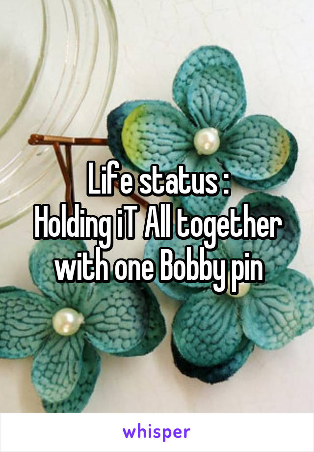 Life status :
Holding iT All together with one Bobby pin