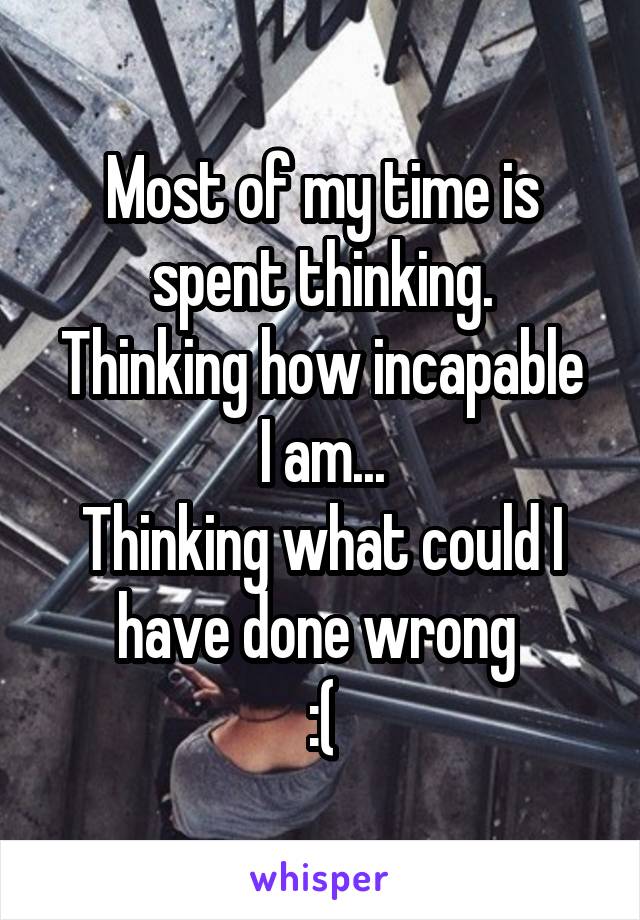 Most of my time is spent thinking.
Thinking how incapable I am...
Thinking what could I have done wrong 
:(