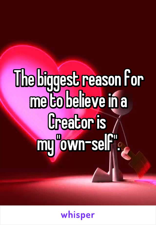 The biggest reason for me to believe in a Creator is 
my "own-self".