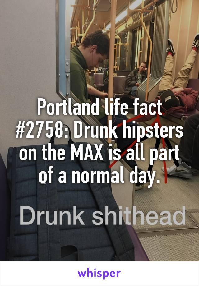 Portland life fact #2758: Drunk hipsters on the MAX is all part of a normal day.