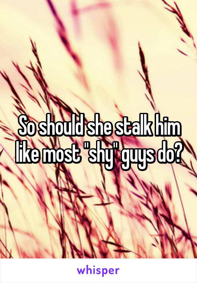 So should she stalk him like most "shy" guys do?