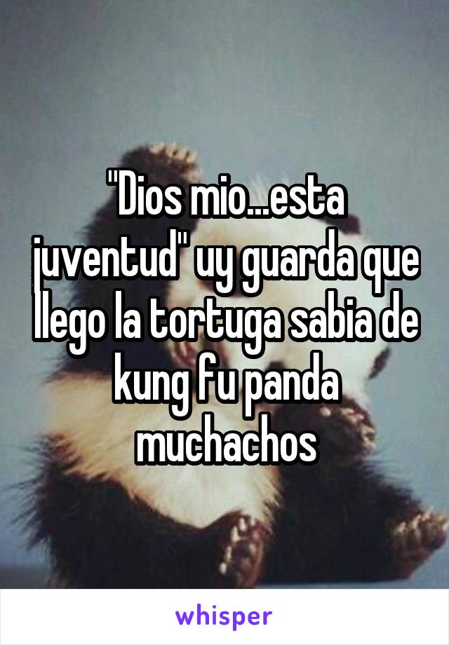 "Dios mio...esta juventud" uy guarda que llego la tortuga sabia de kung fu panda muchachos